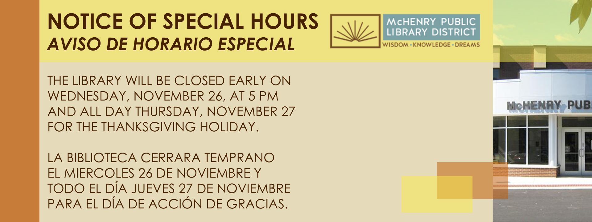 Closed Nov 26 - 27